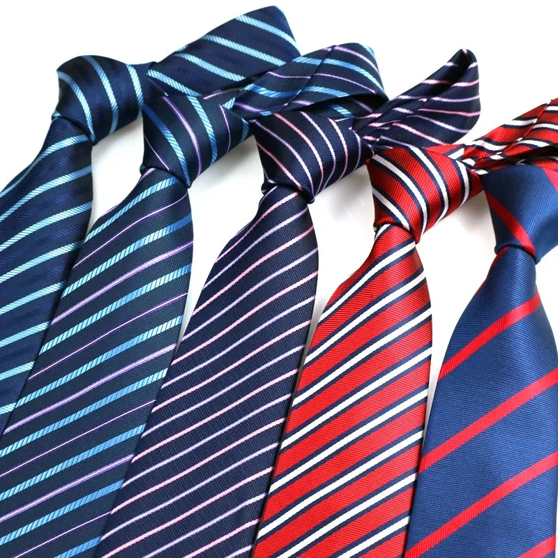 

New Men's Tie 8CM Neckties Stripes Striped Neck Ties Jacquard Woven Neckwear For Wedding Party Business Mens Necktie