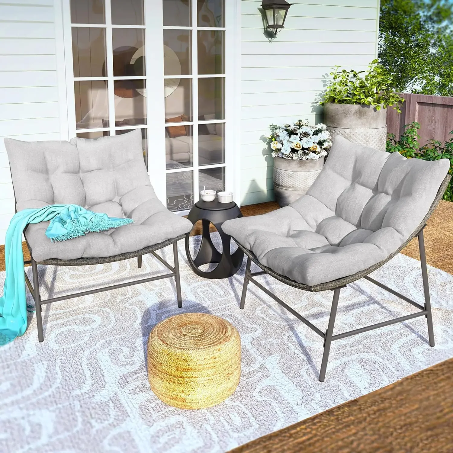 Outdoor Chairs Set of 2, Oversized Wicker Chairs with Cushions & Steel Frame, Double Comfy Conversation Reading Chairs Furniture
Outdoor Chairs Set of 2, Oversized Wicker Chairs with Cushions & Steel Frame, Double Comfy Conversation Reading Chairs Furniture