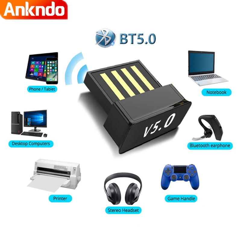 

USB Bluetooth Adapters BT 5.0 USB Wireless Computer Adapter Audio Receiver Transmitter Dongles Laptop Earphone BLE Mini Sender