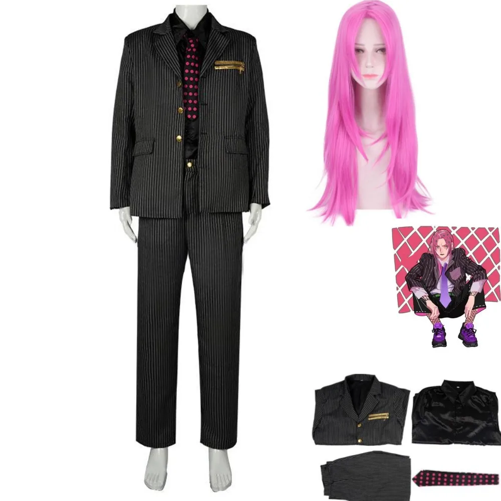 Anime JOJO's Bizarre Adventure Golden Wind Diavolo Cosplay Costume Wig Black Stripe Suit Coat Adult Man Woman Carnival Uniform
Anime JOJO's Bizarre Adventure Golden Wind Diavolo Cosplay Costume Wig Black Stripe Suit Coat Adult Man Woman Carnival Uniform
