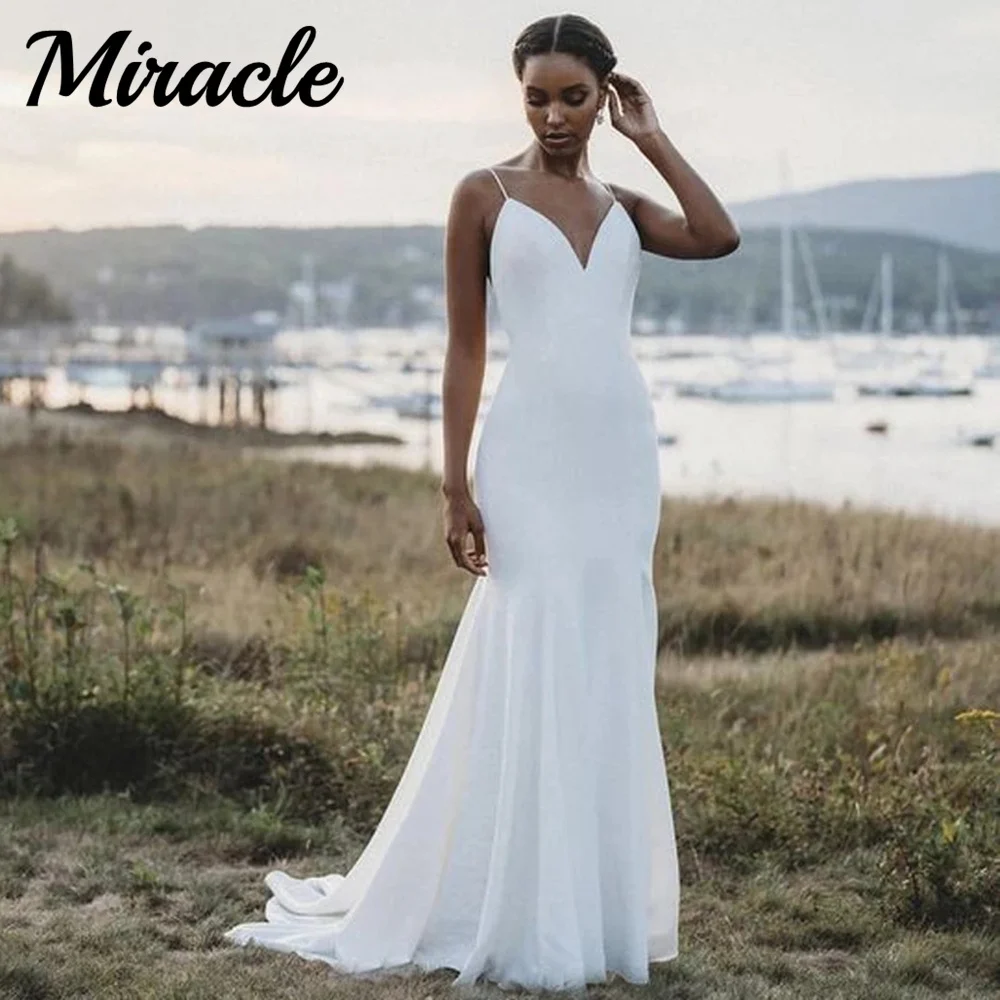 New Beach Boho Wedding Dresses Mermaid Bridal Gowns For Women Spaghetti Straps Backless Crepe Simple Bridal Gowns Robe De Mariee
New Beach Boho Wedding Dresses Mermaid Bridal Gowns For Women Spaghetti Straps Backless Crepe Simple Bridal Gowns Robe De Mariee