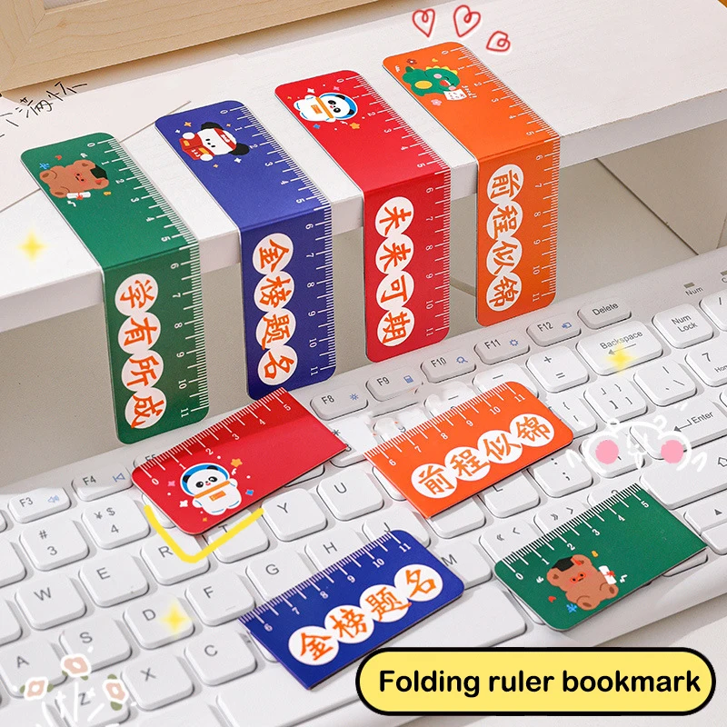 

Cartoon Kawaii Christmas Magnet Ruler Foldable Magnetic Bookmarks Cute Creative Page Markers Clips Office Stationery Supplies