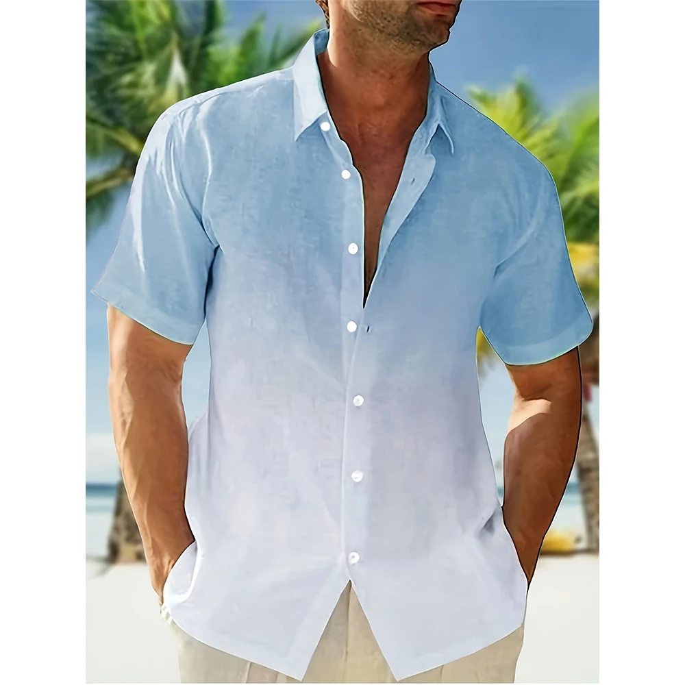 

Гавайская пляжная рубашка для мужчин и женщин, Повседневная модная уличная одежда с градиентным 3D-принтом, футболка оверсайз с коротким рукавом, мужские топы, блузка, лето