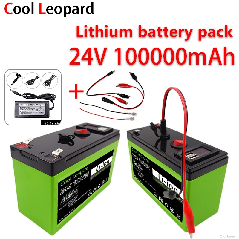 24V 100Ah Rechargeable 18650 Lithium Ion Battery,for LED Lamp Electric Vehicle Solar Storage Li-ion Battery +25.2V 2A Charger
24V 100Ah Rechargeable 18650 Lithium Ion Battery,for LED Lamp Electric Vehicle Solar Storage Li-ion Battery +25.2V 2A Charger
