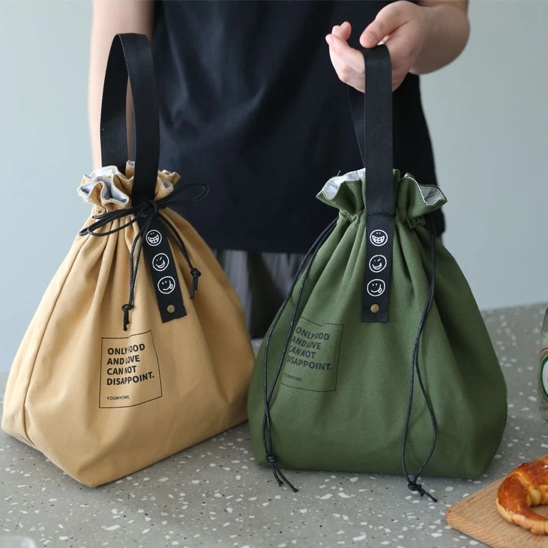 Insulated Bento Box Bag Wide Opening Canvas Drawstring Lunch Box Storage Bag School Handbag Picnic Camping Kitchen Accessories
Insulated Bento Box Bag Wide Opening Canvas Drawstring Lunch Box Storage Bag School Handbag Picnic Camping Kitchen Accessories