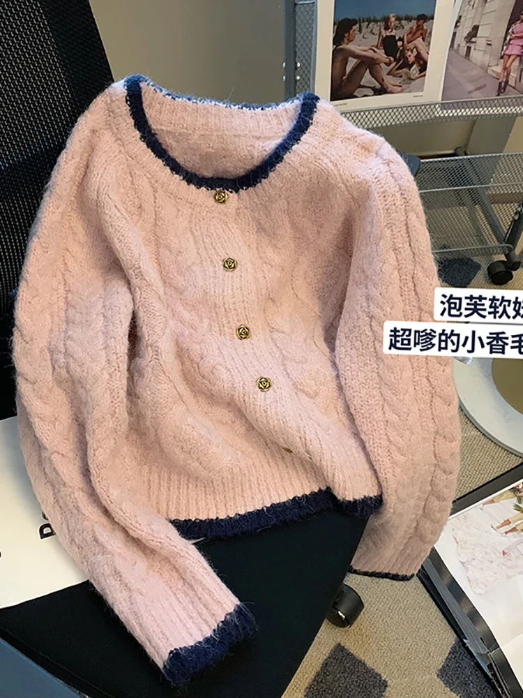 Вязаный кардиган контрастных цветов с круглым вырезом женский осенне-зимний винтажный корейский модный утепленный свитер-куртка
Вязаный кардиган контрастных цветов с круглым вырезом женский осенне-зимний винтажный корейский модный утепленный свитер-куртка