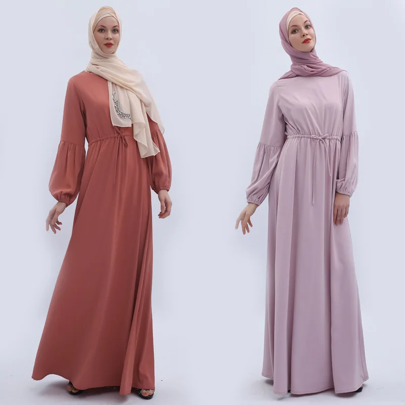 

Muslim Clothing Long Sleeve Puff Sleeve Elastic Cuff Latest Abaya Long Abaya Dress Designs For Women Dubai