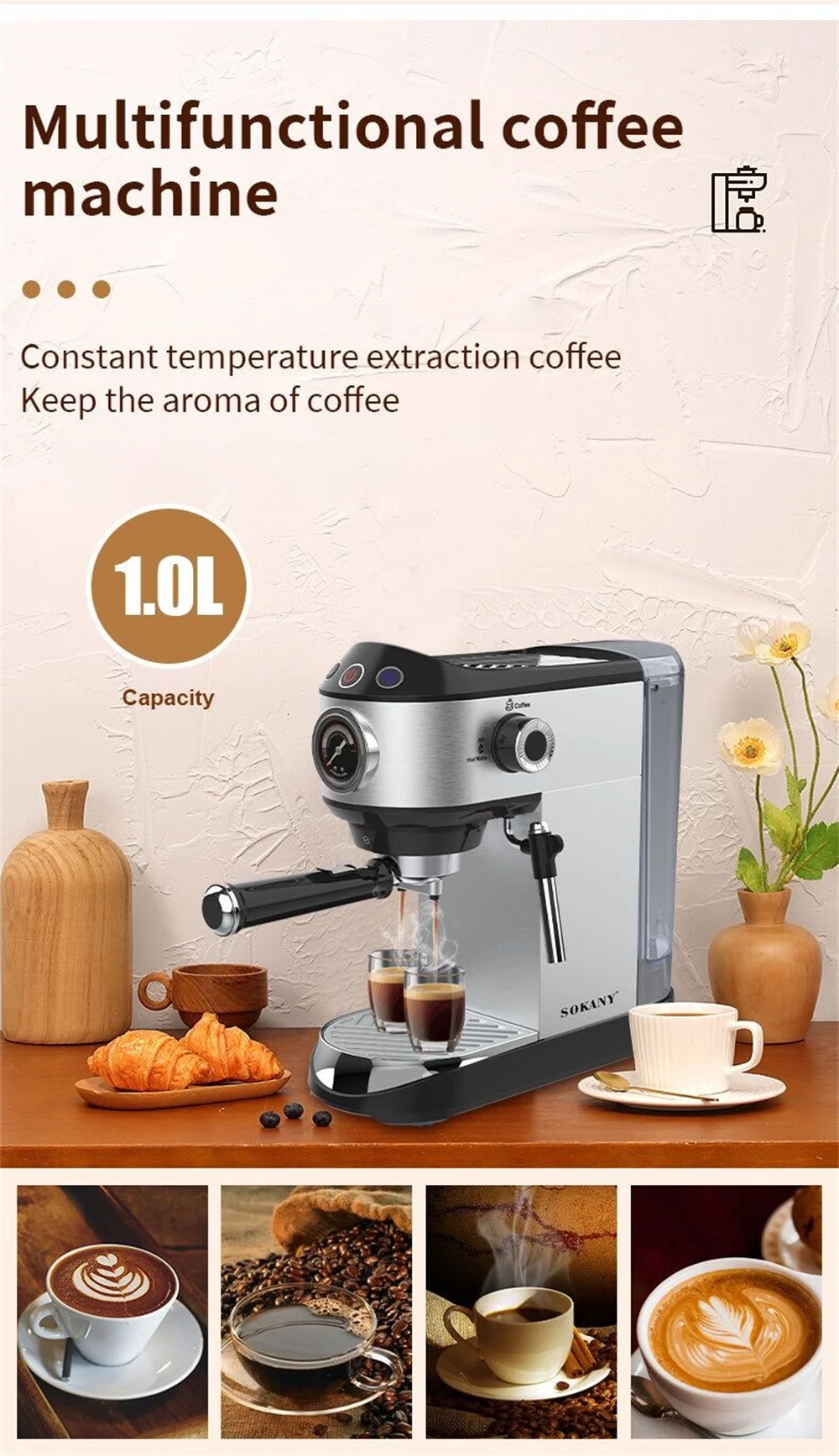 Coffee Steam Milk Frother Italian Semi Automatic Home Coffee Machine Espresso Machine Latte and Mocha Coffee Steam Milk Frother Italian Semi Automatic Home Coffee Machine Espresso Machine Latte and Mocha