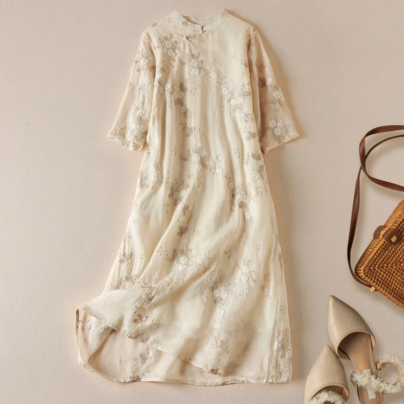 Embroidery Chinese Style Women's Dresses New Cotton Linen FASHION Short Sleeve Summer Women Vintage Loose Clothing
Embroidery Chinese Style Women's Dresses New Cotton Linen FASHION Short Sleeve Summer Women Vintage Loose Clothing