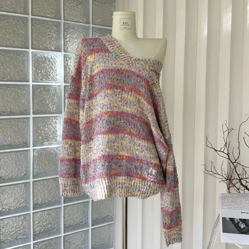 Slouchy Striped V-neck Sweater Women 2023 New Fall Basic Temperament Coloured Women Casual Knit Sweater
Slouchy Striped V-neck Sweater Women 2023 New Fall Basic Temperament Coloured Women Casual Knit Sweater