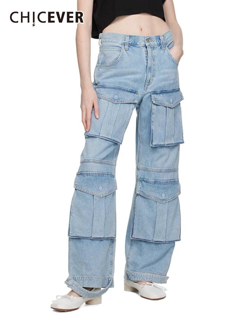 CHICEVER Streetwear Solid Loose Denim Trousers For Women High Waist Patchwork Pockets Casual Fashion Cargo Pants Female 2023 New
CHICEVER Streetwear Solid Loose Denim Trousers For Women High Waist Patchwork Pockets Casual Fashion Cargo Pants Female 2023 New