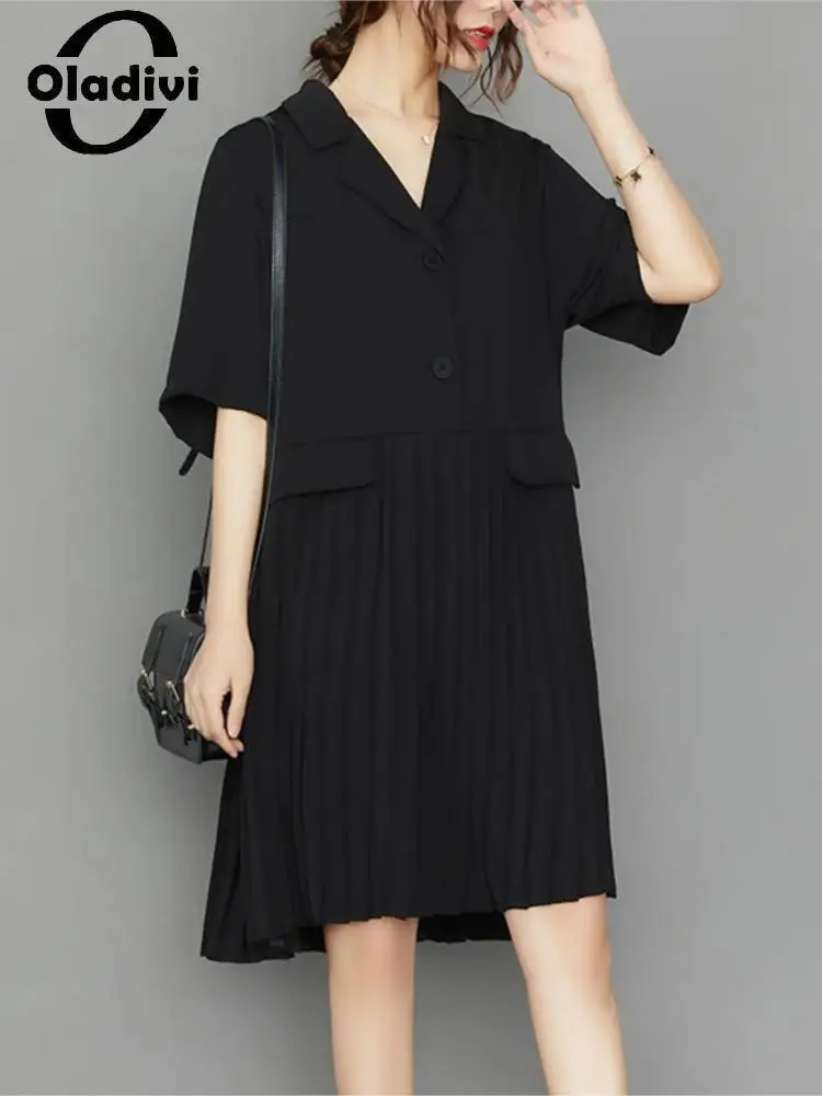 Oladivi Large Size Women Clothing Short Sleeve Pleated Dress 2022 Summer Casual Loose Oversized Midi Dresses Big Robe Black 825
Oladivi Large Size Women Clothing Short Sleeve Pleated Dress 2022 Summer Casual Loose Oversized Midi Dresses Big Robe Black 825