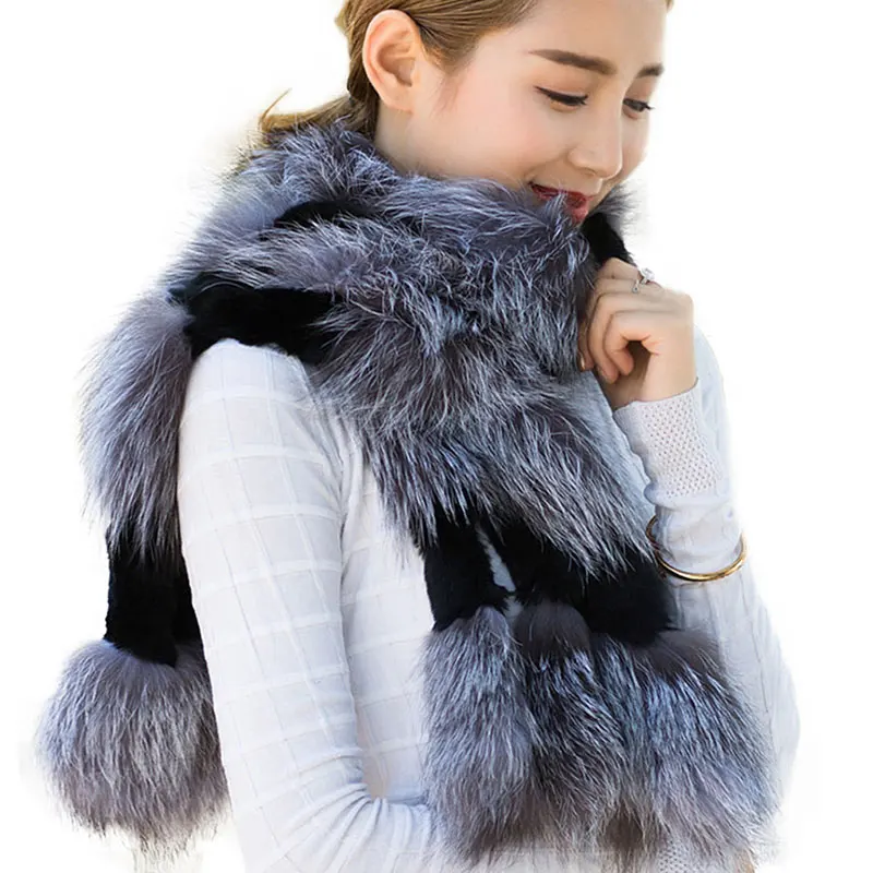 Women Fashion Long Winter Warm Real Fur Scarf Genuine Silver Fox Fur Scarves Female Rabbit Fur Wraps Soft Natural Fur Shawls
Women Fashion Long Winter Warm Real Fur Scarf Genuine Silver Fox Fur Scarves Female Rabbit Fur Wraps Soft Natural Fur Shawls