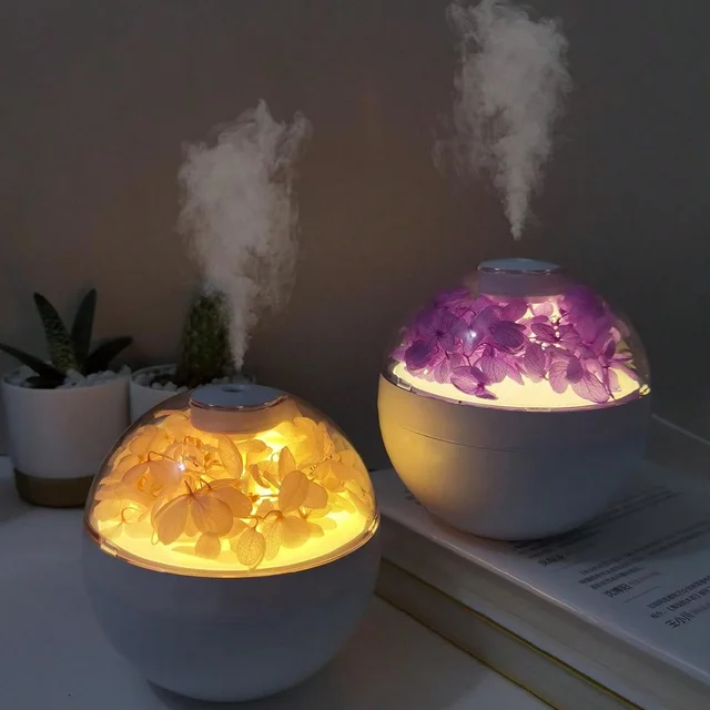 Humidificateur d'air à fleurs éternelles, mini USB, veilleuse, cadeau créatif de festival, diffuseur Élde Noël, escales à la maison, 200ml 1