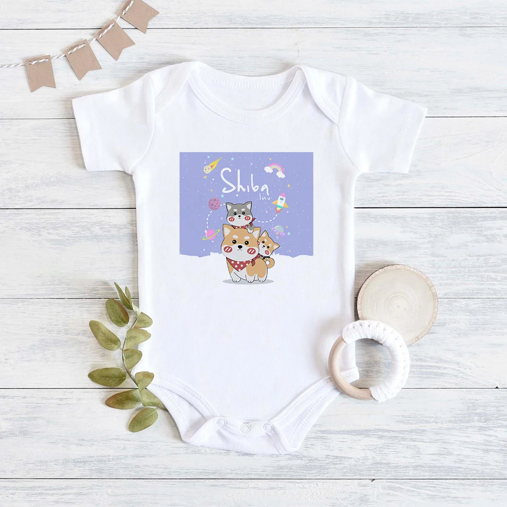 

Kawaii Cartoon Newborn Baby Boy Bodysuits Shiba Inu Print Ropa Bebe Niña Summer Oversize Casual 0-24 Months Toddler Onesies