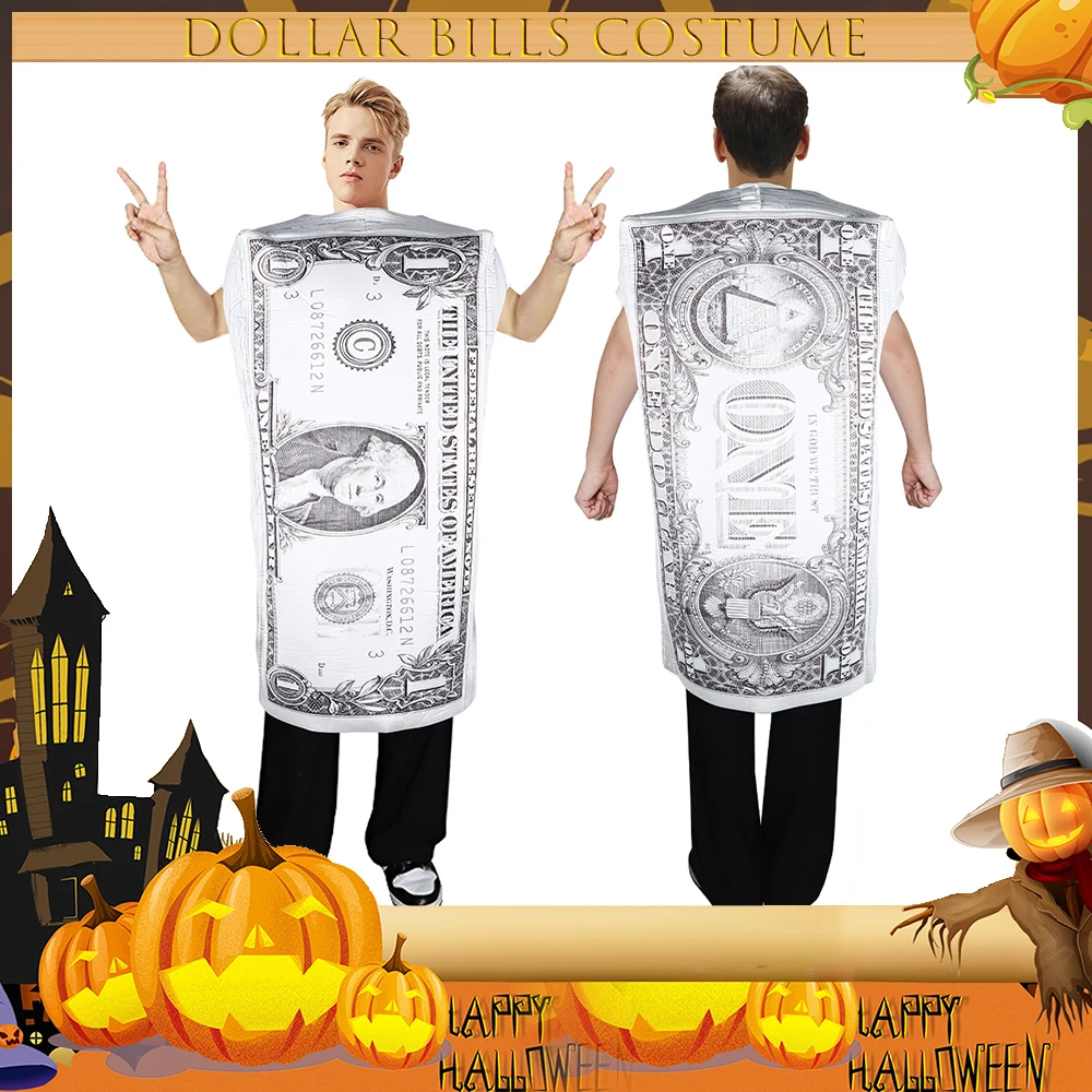 Funny Adult Dollar Bills Costume Halloween Unisex Jumpsuit Paper Money Cosplay Outfit Carnival Party Purim Fancy Dress Anime
Funny Adult Dollar Bills Costume Halloween Unisex Jumpsuit Paper Money Cosplay Outfit Carnival Party Purim Fancy Dress Anime
