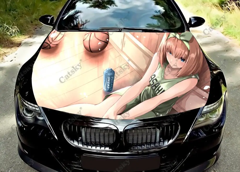 

Милые Виниловые стикеры Yotsuba Nakano в стиле аниме для капота автомобиля, виниловая пленка, наклейки для крышки двигателя, стикеры для автомобиля, автомобильные аксессуары