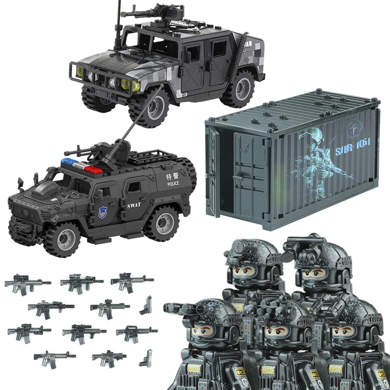 

City Police Russian Alpha Special Forces Building Blocks Commando Army Soldiers Figures Armor Car Military Weapons Bricks Toy