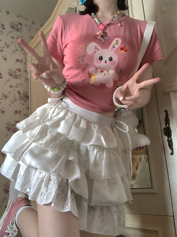Multilayer Skirts Women Lace Trim Patchwork Flower Embroidery Elastic Waist Lolita Cute Cake Skirt Sweet Girls Kawaii Clothes
Multilayer Skirts Women Lace Trim Patchwork Flower Embroidery Elastic Waist Lolita Cute Cake Skirt Sweet Girls Kawaii Clothes