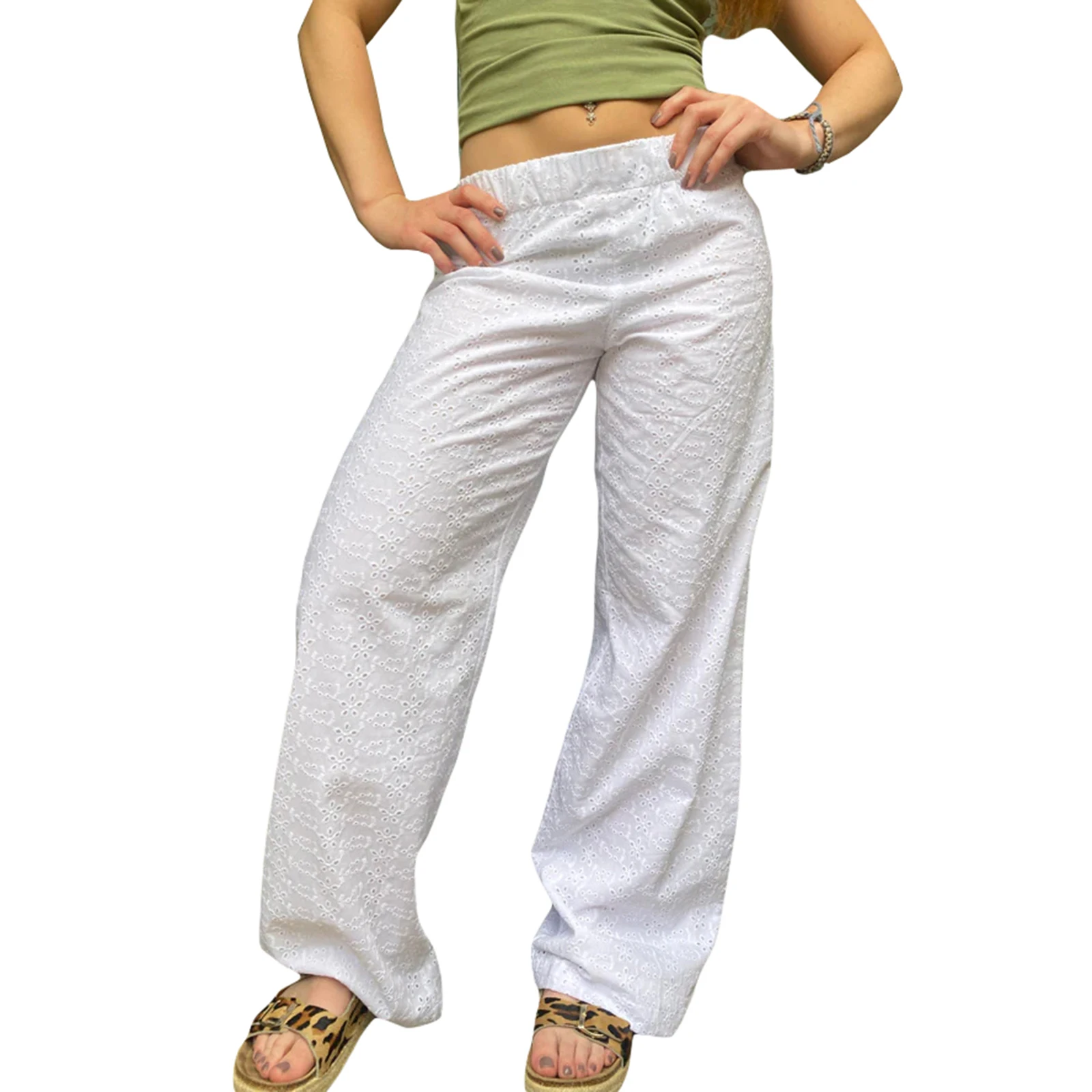 

Женские повседневные брюки с эластичным поясом, свободные брюки с цветочным принтом, уличная одежда на каждый день