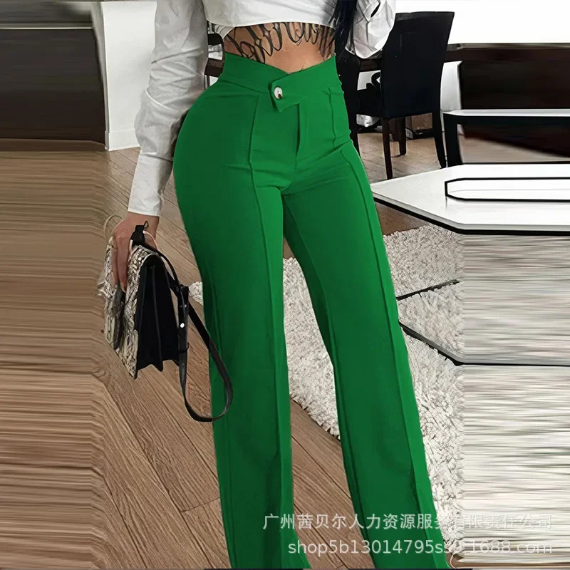 Women Pants Solid Color Wide Leg Pants Zipper Fly Loose Fit Flat Office Lady Slight Strech Autumn 2023 Patchwork Button
Women Pants Solid Color Wide Leg Pants Zipper Fly Loose Fit Flat Office Lady Slight Strech Autumn 2023 Patchwork Button