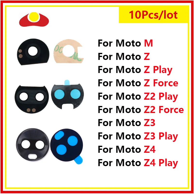 

10Pcs Rear Back Camera Glass Lens For Motorola Moto Z XT1650 Z2 Z3 Z Play XT1635 Z2 Force Z4 XT1662 M With Sticker Replacement