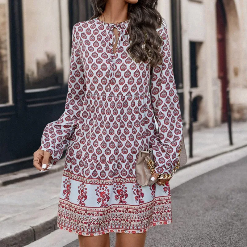 Leisure And Comfortable 2024 Autumn/Winter Long Sleeved Women's Fashion Printed Loose Short Elegant Lace Up Dresses
Leisure And Comfortable 2024 Autumn/Winter Long Sleeved Women's Fashion Printed Loose Short Elegant Lace Up Dresses
