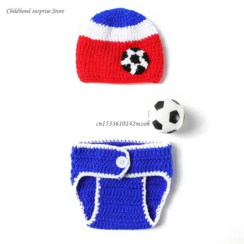 

3Pcs Baby Shorts Hat Football Set Newborn Photography Props Infants Photo Clothing Outfits Accessories Dropship