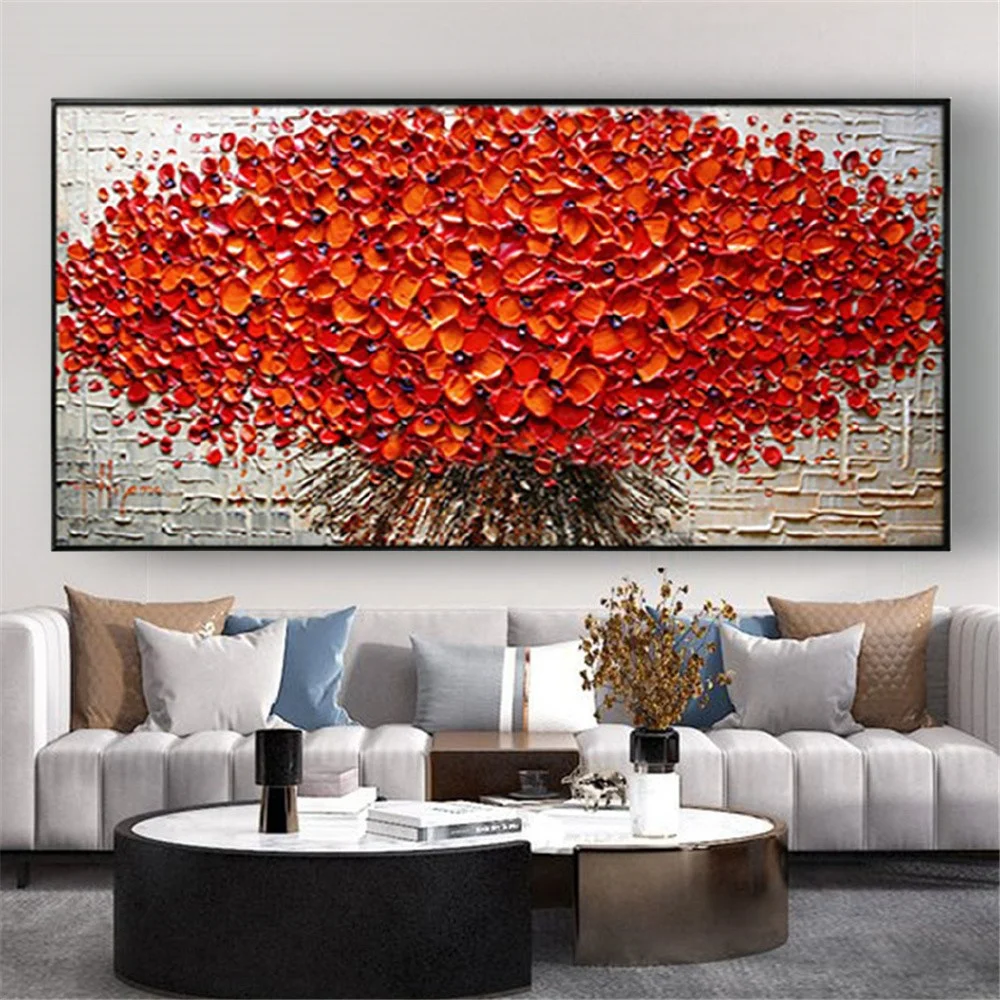 Wedding Gift Home Trim Artwork 100% Hand-Painted Red Flowrs Knife Oil Painting On Canvas Modern Large Wall Art Decor Live Room
Wedding Gift Home Trim Artwork 100% Hand-Painted Red Flowrs Knife Oil Painting On Canvas Modern Large Wall Art Decor Live Room