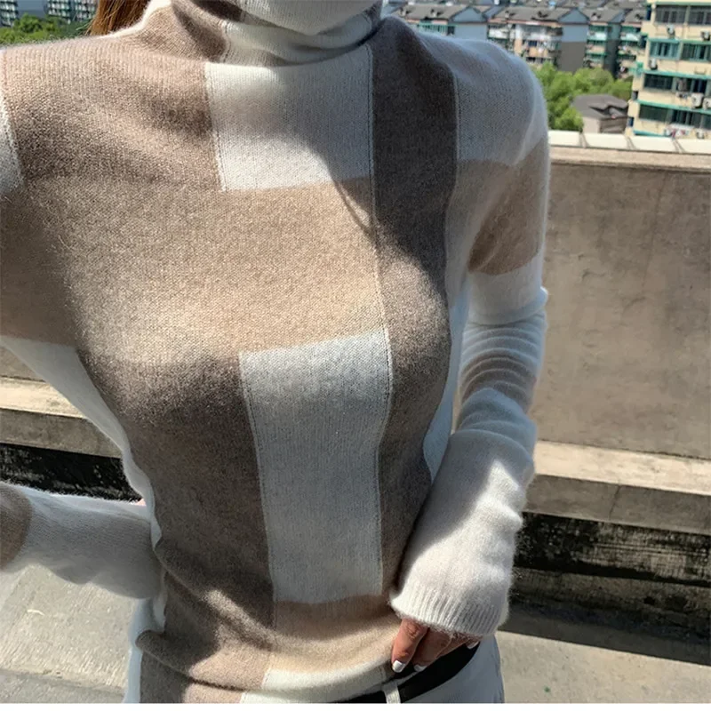 New Cashmere Sweater Women's High-Neck Color Matching 100% Pure Wool Pullover Fashion Plus Size Warm Knitted Bottoming Shir
New Cashmere Sweater Women's High-Neck Color Matching 100% Pure Wool Pullover Fashion Plus Size Warm Knitted Bottoming Shir