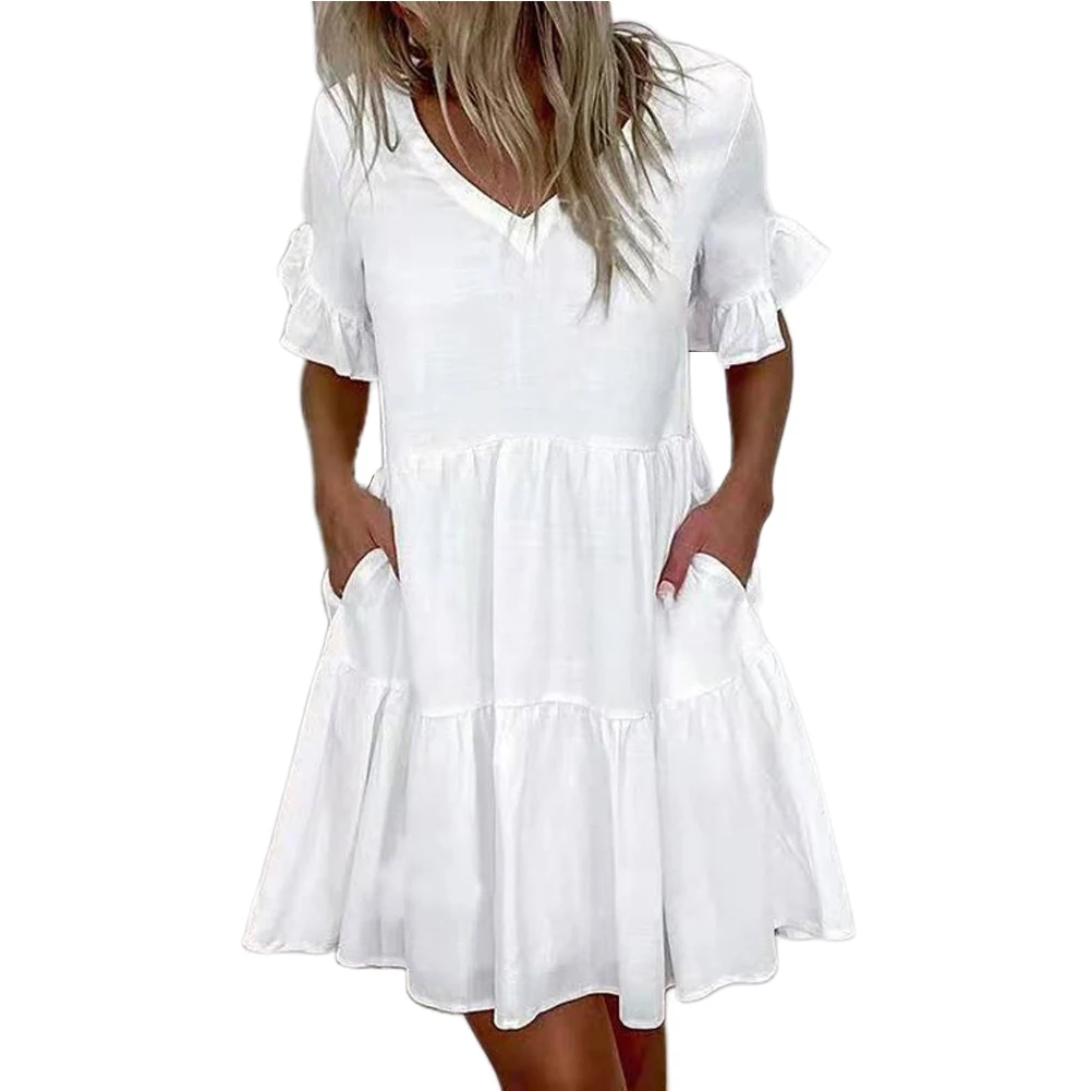 Female Dress Cropped Print Dress Fashion Frill Short High Quality Ladies Loose Ruffle Dress Ruffle Pocket 2023
Female Dress Cropped Print Dress Fashion Frill Short High Quality Ladies Loose Ruffle Dress Ruffle Pocket 2023