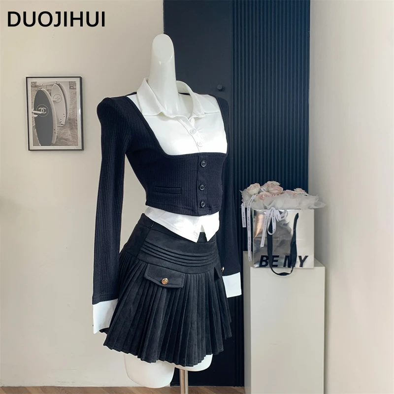 DUOJIHUI Two Piece Autumn Office Lady Basic Women Skirts New Chic Fake Two Piece Top Fashion Simple Casual Zipper Female Skirts
DUOJIHUI Two Piece Autumn Office Lady Basic Women Skirts New Chic Fake Two Piece Top Fashion Simple Casual Zipper Female Skirts