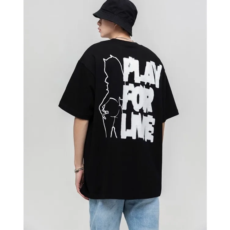 American summer trendy brand loose short-sleeved T-shirts for men and women versatile simple letter print round neck couple tops
American summer trendy brand loose short-sleeved T-shirts for men and women versatile simple letter print round neck couple tops