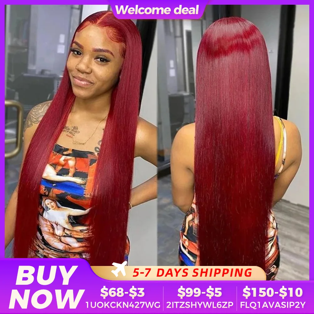 Burgundy Red 13x6 Hd Lace Frontal Wig 13x4 Straight Lace Front Wig Brazilian 99J Colored Human Hair Wigs For Women PrePucked
Burgundy Red 13x6 Hd Lace Frontal Wig 13x4 Straight Lace Front Wig Brazilian 99J Colored Human Hair Wigs For Women PrePucked