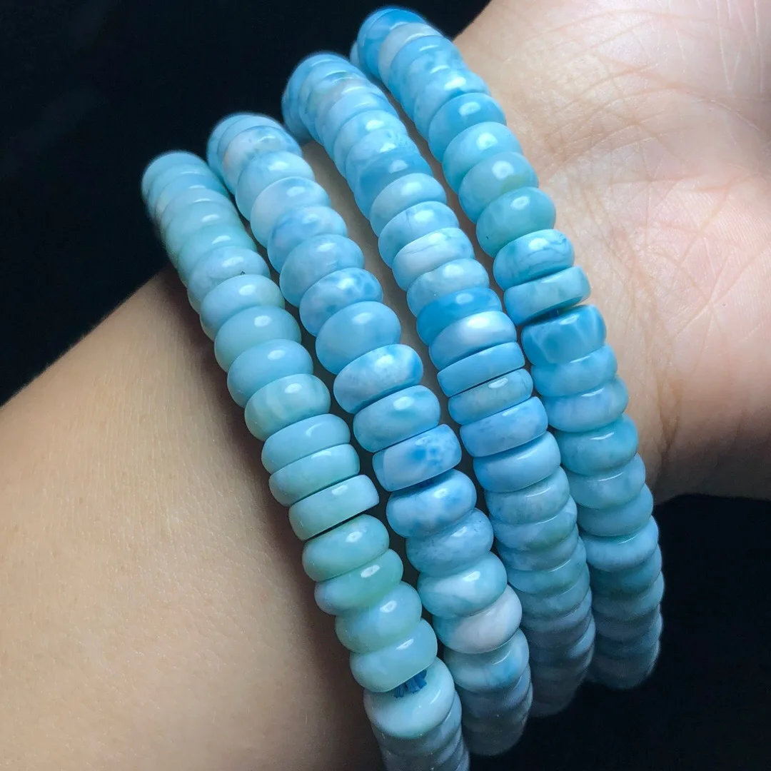 

1 Pc Fengbaowu Natural Larimar Bracelet Abacus Heishi Beads Crystal Reiki Healing Stone Fashion Jewelry Gift For Women Men