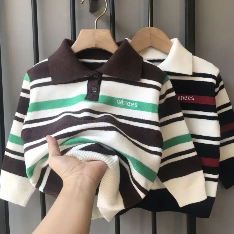 Children Cardigan Sweater Spring Autumn Striped Knitted Jacket Casual Long Sleeve Turn-down Collar Kids Clothing Boys Outfit
Children Cardigan Sweater Spring Autumn Striped Knitted Jacket Casual Long Sleeve Turn-down Collar Kids Clothing Boys Outfit