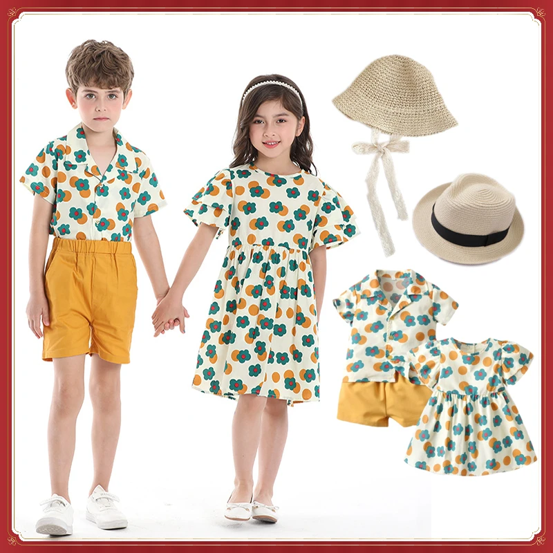 Family Outfit Matching Set Casual Siblings Twinning Boy and Girl Flower Print Dress Brother Sister Kids Clothes Birthday Attire
Family Outfit Matching Set Casual Siblings Twinning Boy and Girl Flower Print Dress Brother Sister Kids Clothes Birthday Attire