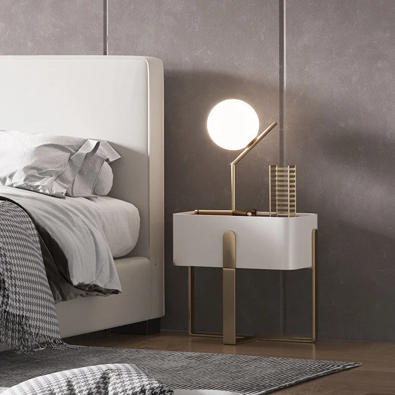 

Nordic Nightstand Bedroom Luxury Bedside Table Modern Minimalist Solid Wood Bedside Cabinet Italian Storage Cabinets Home Locker