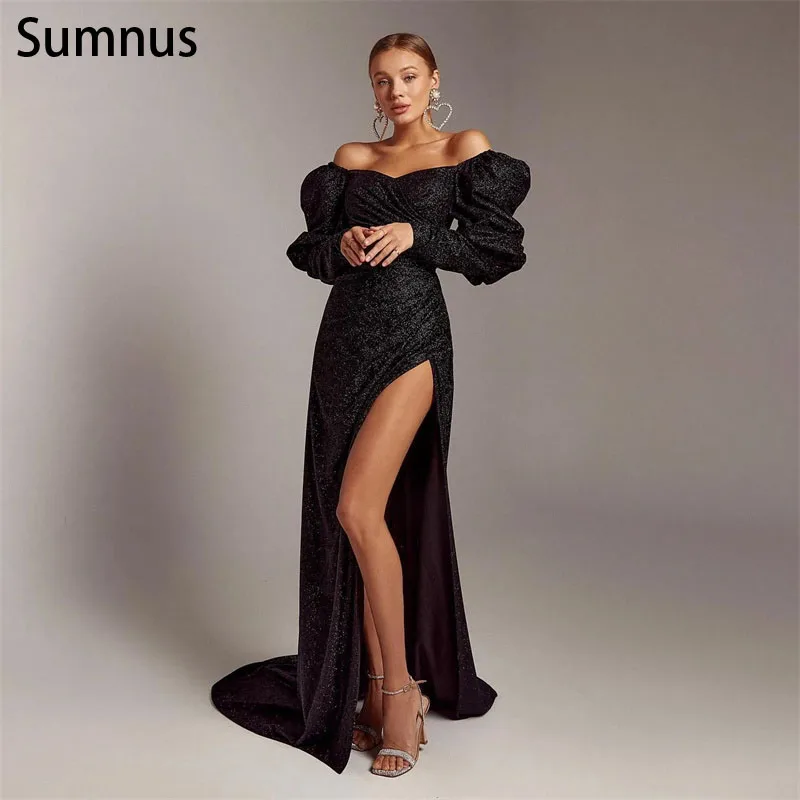 Sumnus Vintage Black Mermaid Evening Dresses 2022 Puff Sleeves Off The Shoulder High Slit Prom Dresses Robe De Soirée De Mariage
Sumnus Vintage Black Mermaid Evening Dresses 2022 Puff Sleeves Off The Shoulder High Slit Prom Dresses Robe De Soirée De Mariage