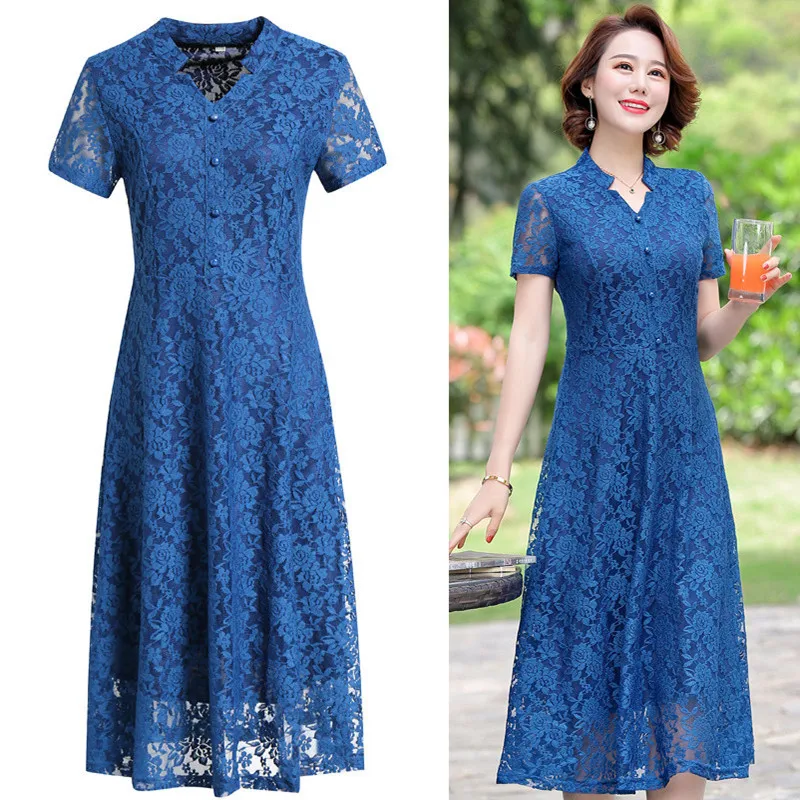 Middle-aged Women Lace Dresses Casual Large Big Size Summer Dress Office Ladies Elegant Party Vestido Clothing
Middle-aged Women Lace Dresses Casual Large Big Size Summer Dress Office Ladies Elegant Party Vestido Clothing