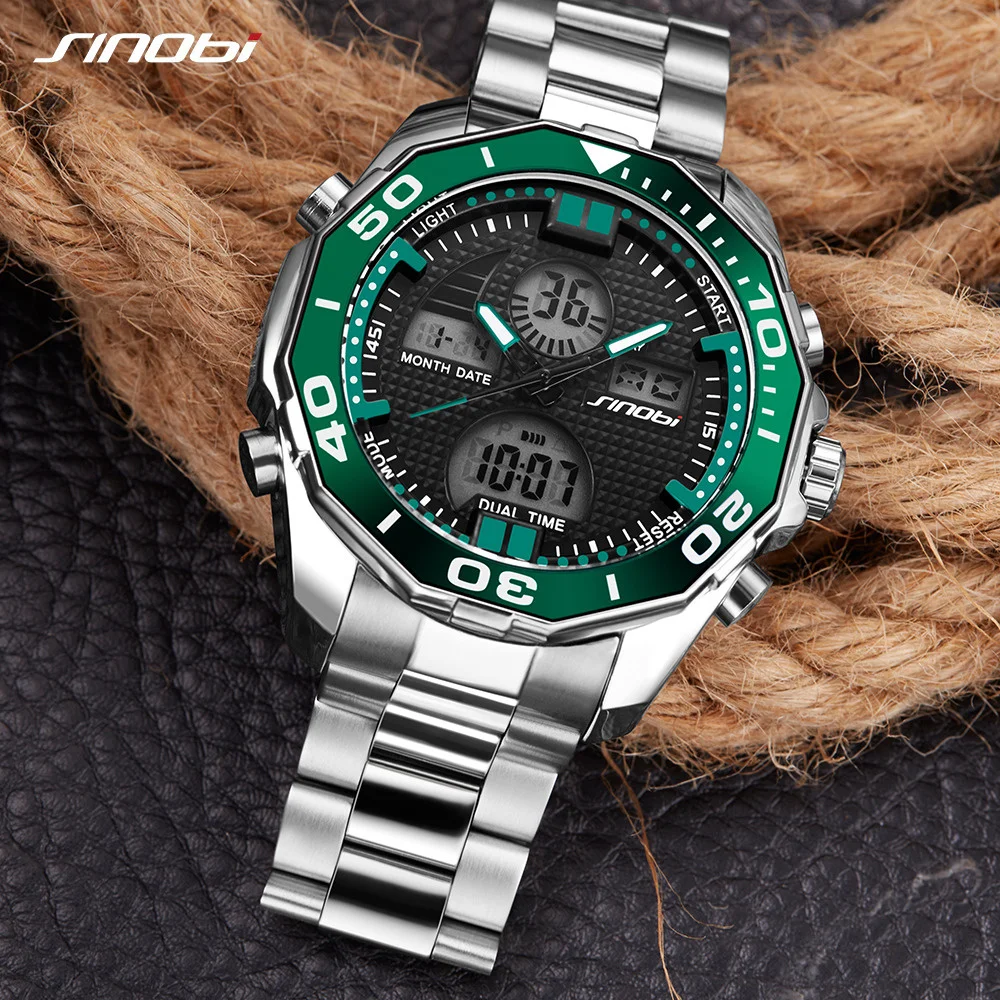 

47mm SINOBI Men Watch Luxury Big Brand Dial Sport Watches Mens Chronograph Quartz Wristwatch Date Male Clock Relogio Masculino