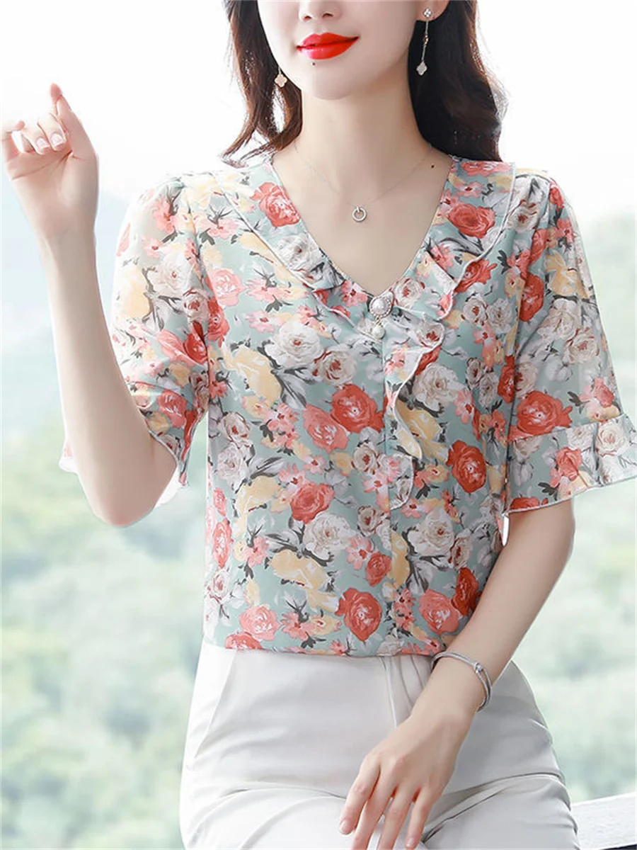 Женская летняя стильная блузка с коротким рукавом и воротником-бантом, блузы с цветочным принтом DF4415
Женская летняя стильная блузка с коротким рукавом и воротником-бантом, блузы с цветочным принтом DF4415