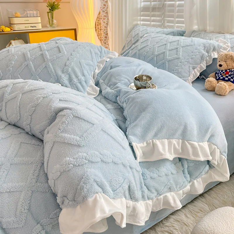 Winter Coral Fleece 4pcs Queen Bedding Set Home Textiles Double-sided Plush Duvet Cover Bed Sheet Pillowcase Luxury Bed Linens
Winter Coral Fleece 4pcs Queen Bedding Set Home Textiles Double-sided Plush Duvet Cover Bed Sheet Pillowcase Luxury Bed Linens