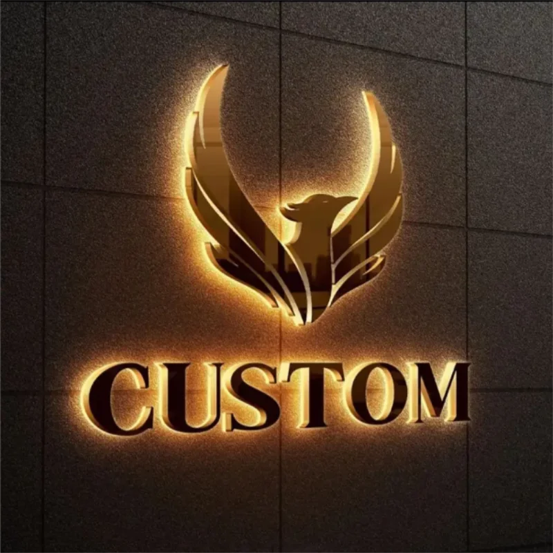 

Custom Backlit Sign Led Illuminated 3D Business Logo Sign Stainless Steel Storefront Company Logo Bar Club Signage Outdoor Sign