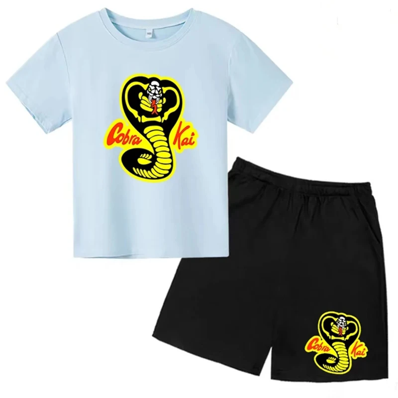 Summer Children's Cotton Round Neck T-shirt Set 2-12 Year Old Boys and Girls Printed Card Cobra Casual Short Sleeves+Shorts
Summer Children's Cotton Round Neck T-shirt Set 2-12 Year Old Boys and Girls Printed Card Cobra Casual Short Sleeves+Shorts