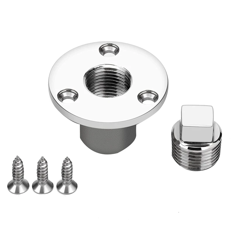 

Drain Plug Kit,Universal Marine Stainless Steel Drain Plug Fits 1Inch Hole,With Screws, Transoms Hardware Accessories