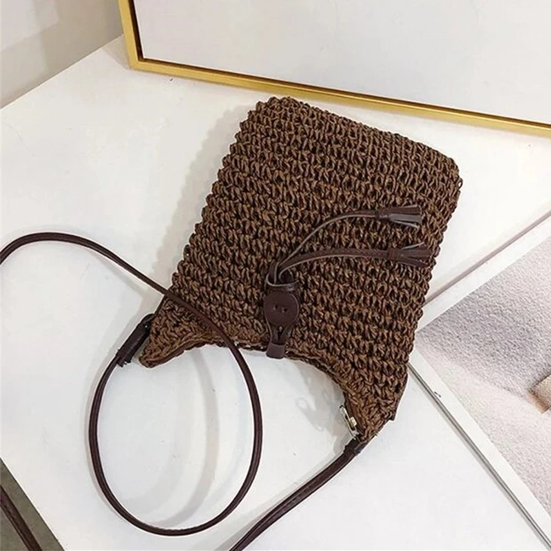 Travel Wicker Crossbody Tote - Hand Woven Bohemian Beach Shoulder Bag 11 S7cd9d56d4d154722951bd92795f4963au