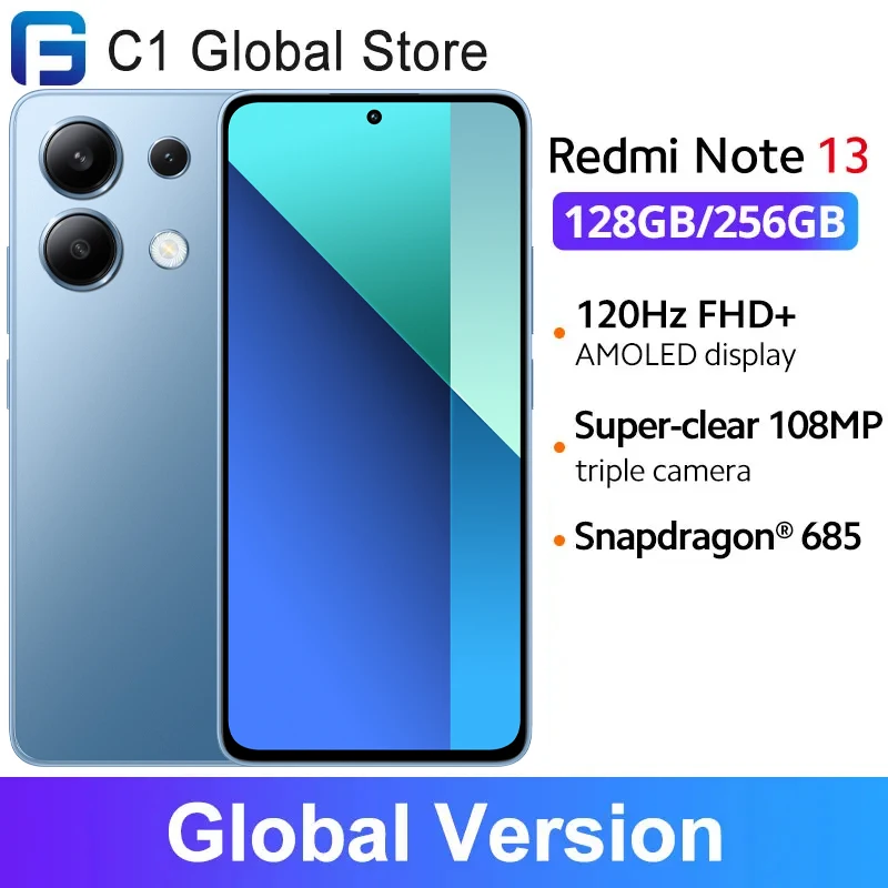 Global Version Xiaomi Redmi Note 13 Smartphone Snapdragon® 685 108MP camera 120Hz AMOLED display 33W charging
Global Version Xiaomi Redmi Note 13 Smartphone Snapdragon® 685 108MP camera 120Hz AMOLED display 33W charging