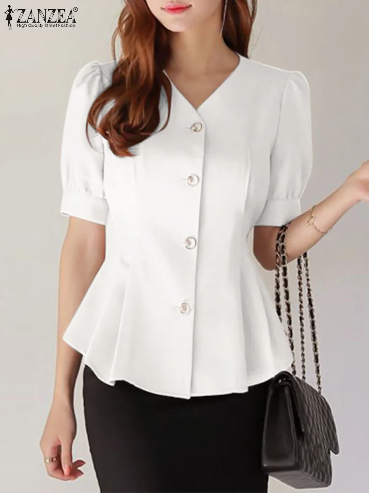 2023 ZANZEA Fashion Ruffles Hem Tops Woman Puff Sleeve Solid Color Blusas Summer Elegant Shirt Ladies Office OL Vintage Blouses
2023 ZANZEA Fashion Ruffles Hem Tops Woman Puff Sleeve Solid Color Blusas Summer Elegant Shirt Ladies Office OL Vintage Blouses