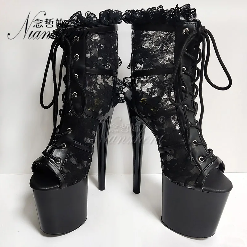20cm Stripper Heels Platform Ankle Boots 8Inches Lace Hollow Fashion Pole Dance Shoes Mature Exotic Model Nightclub Women Gothic
20cm Stripper Heels Platform Ankle Boots 8Inches Lace Hollow Fashion Pole Dance Shoes Mature Exotic Model Nightclub Women Gothic